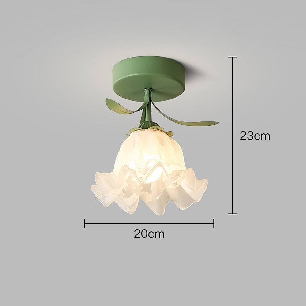 Deckenleuchte mit floralem Glas-Schirm-Design