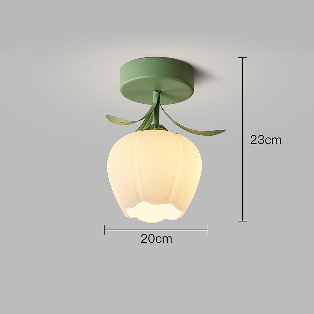 Deckenleuchte mit floralem Glas-Schirm-Design