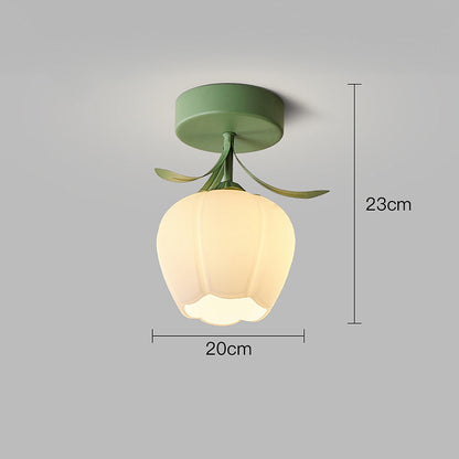 Deckenleuchte mit floralem Glas-Schirm-Design