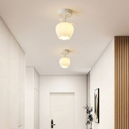 Deckenleuchte mit floralem Glas-Schirm-Design