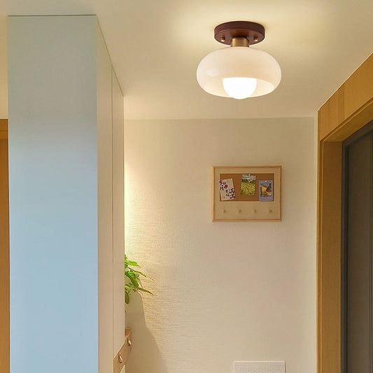 Glas Deckenleuchte mit Holz für Flur