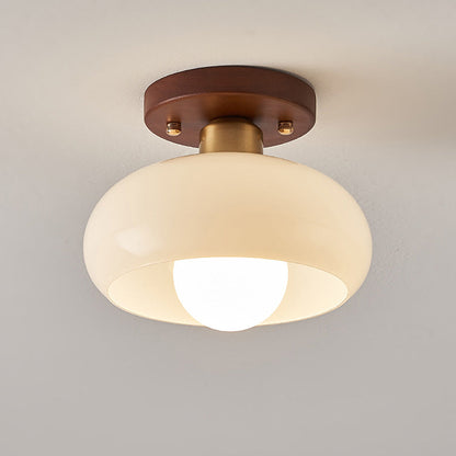 Glas Deckenleuchte mit Holz für Flur