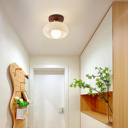 Glas Deckenleuchte mit Holz für Flur