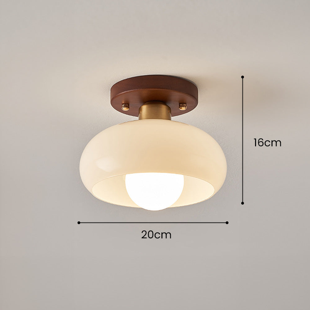 Glas Deckenleuchte mit Holz für Flur