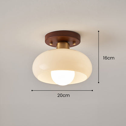Glas Deckenleuchte mit Holz für Flur