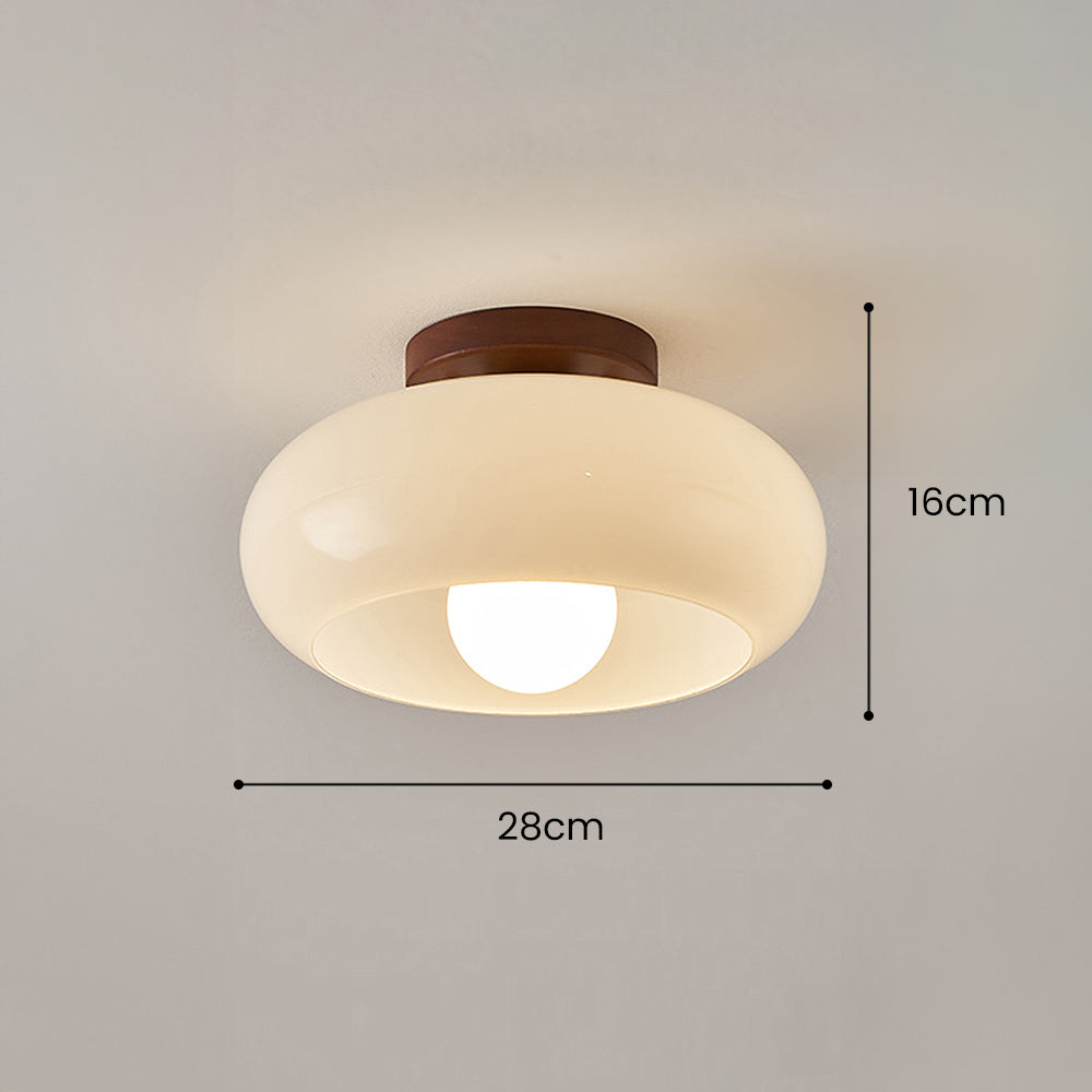 Glas Deckenleuchte mit Holz für Flur