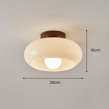 Glas Deckenleuchte mit Holz für Flur