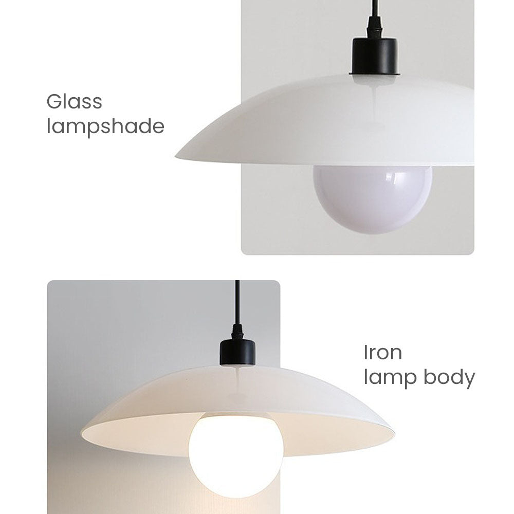 Minimalistische weiße Glasaufhängung – Moderne Lampe mit schlichter Gestaltung