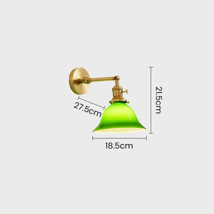 Garduru - Elegante grüne Wandleuchte aus Messing und Glas mit verstellbarem Arm