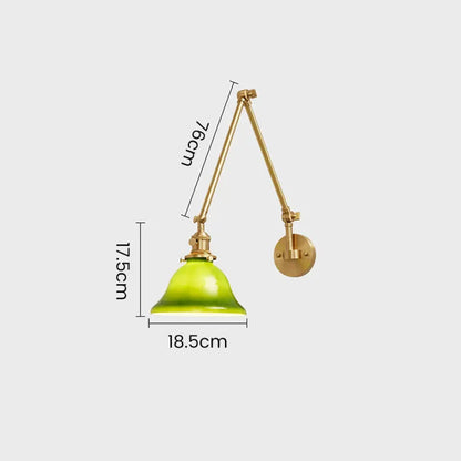 Garduru - Elegante grüne Wandleuchte aus Messing und Glas mit verstellbarem Arm