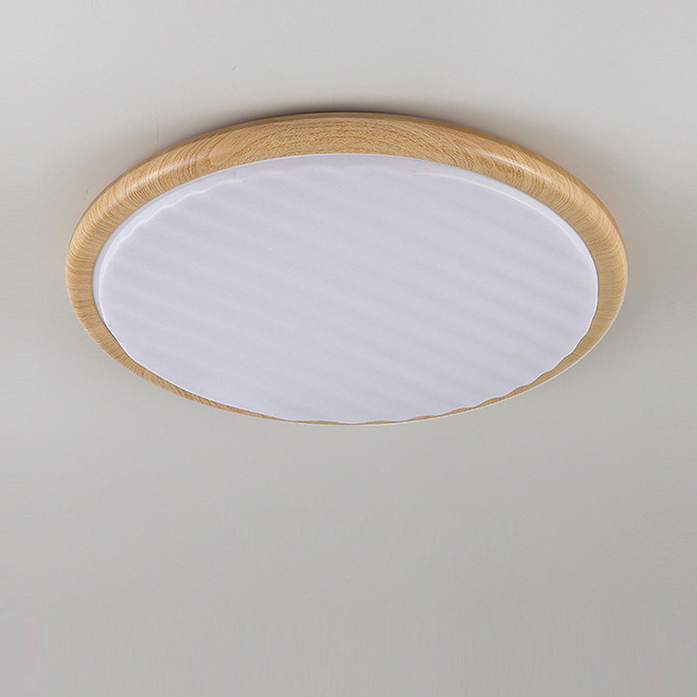 Garduru Runde Holz LED Schlafzimmer-Deckenleuchte | Dimmbar | Energieeffizient | Moderne Eleganz