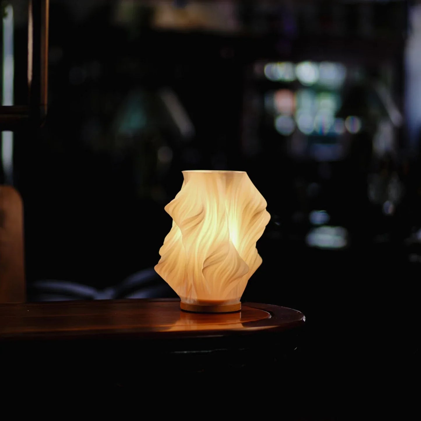 Dimmbare USB Tischlampe mit Holzsockel – Moderne Nachttischlampe für Wohnzimmer und Home Office