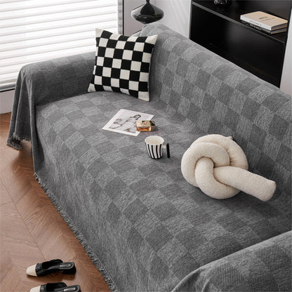 Klassische Schachbrett Chenille Sofa/Couchbezug