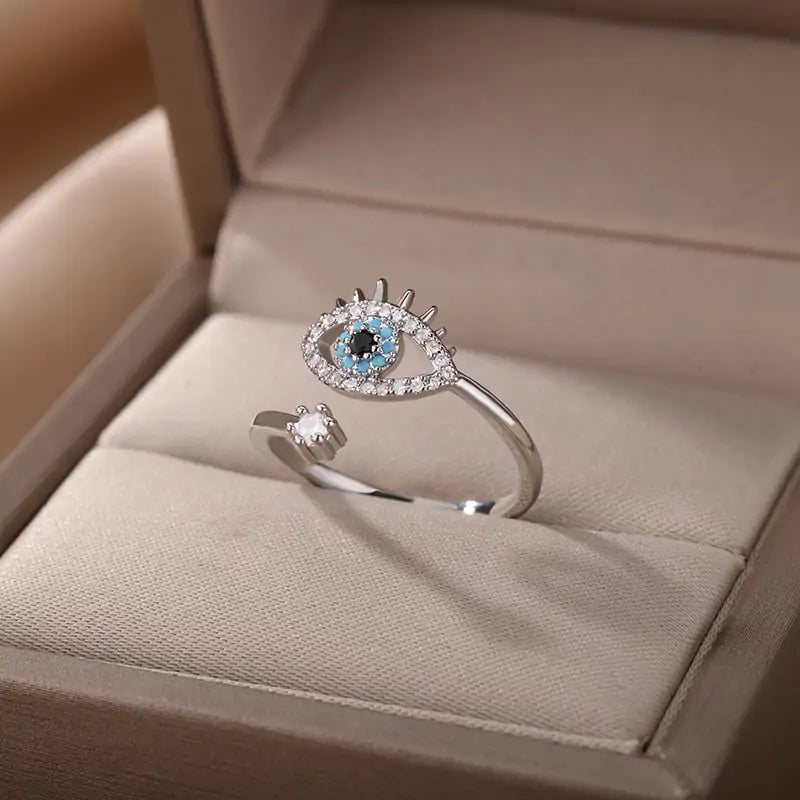 Türkischer Blauer Evil Eye Ring – Schutzsymbol – Anpassbar und stilvoll