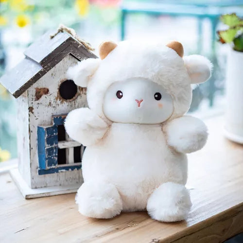 Royelux Schaf Plüsch Puppe Kissen - Weich & Kawaii 25cm Stofftier Spielzeug