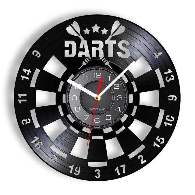 Vintage-Dartscheiben-Wanduhr aus Vinyl – Perfekt für Dart-Clubs & Bars