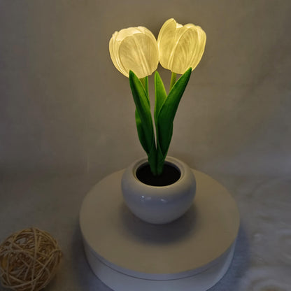 Garduru LED Nachtlicht Tischlampe | Kreatives Blumen-Design | Tulpe & Pfingstrose | Stimmungslicht