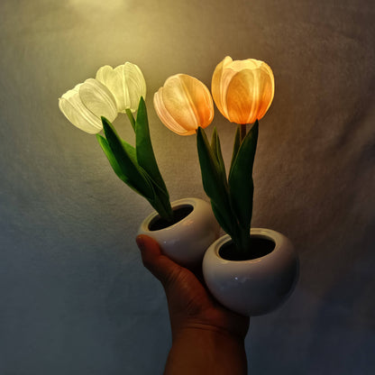 Garduru LED Nachtlicht Tischlampe | Kreatives Blumen-Design | Tulpe & Pfingstrose | Stimmungslicht