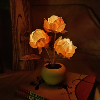 Garduru LED Nachtlicht Tischlampe | Kreatives Blumen-Design | Tulpe & Pfingstrose | Stimmungslicht