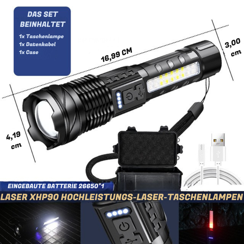 USB-LED-Taschenlampe mit 5 Modi & Fokus-Funktion