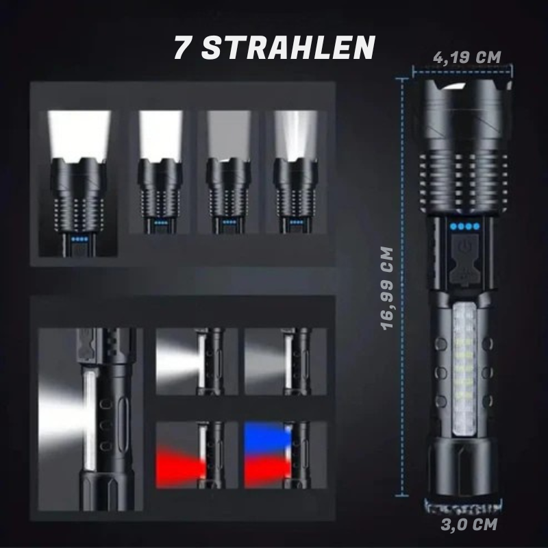 USB-LED-Taschenlampe mit 5 Modi & Fokus-Funktion