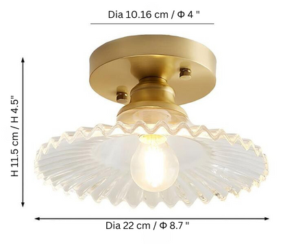 Deckenlampe mit gestreiften gläsernen Blütenblättern – Elegantes Vintage-Blumendesign