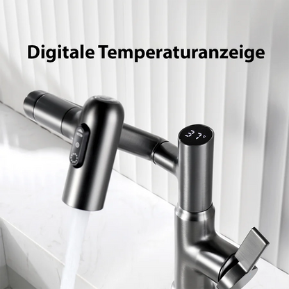 Badezimmerarmatur Schwarz Moderner Mischbatterie mit LED-Anzeige