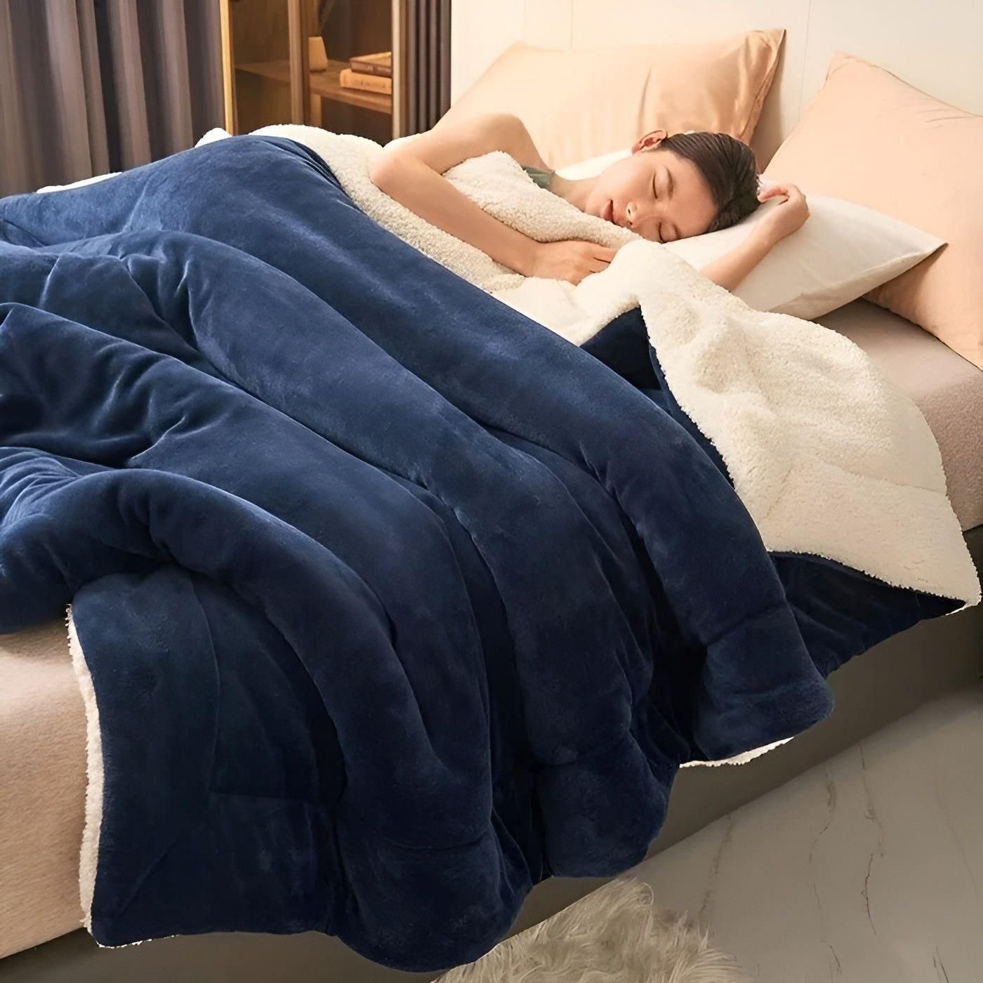 Doppelschicht-Fleece-Wurfdecke – Gemütlicher, warmer Komfort für Sofa und Bett, weich und langlebig, maschinenwaschbar, perfekt zum Einkuscheln