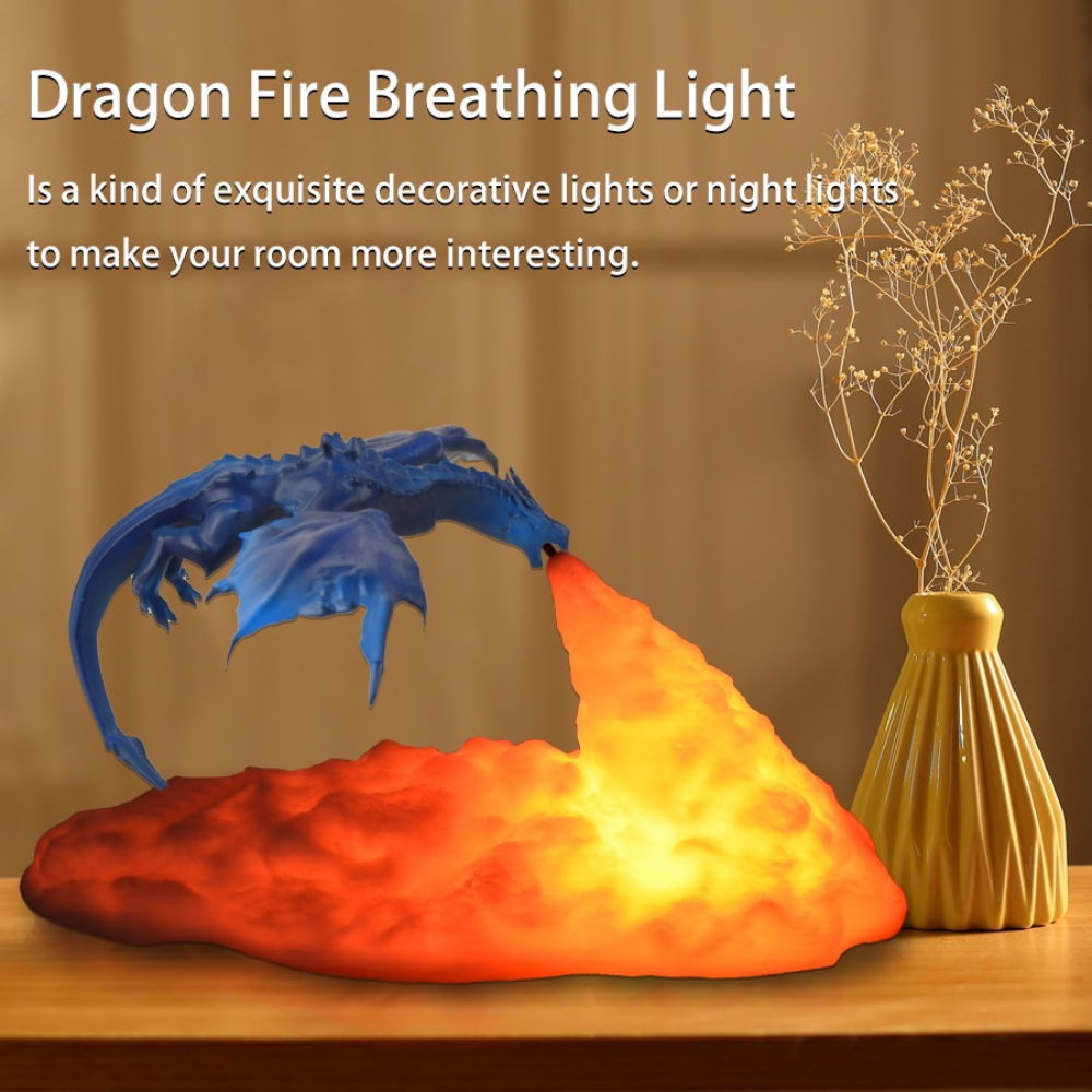 Garduru 3D Drachen Tischlampe | 5 Farben | Wiederaufladbar | LED Stimmungslicht | Dekorative Beleuchtung