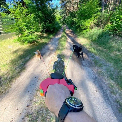 Furora Dual Dog Leash mit Taschenlampe & Kotbeutelhalter – Verwicklungsfreies Gassigehen für zwei Hunde