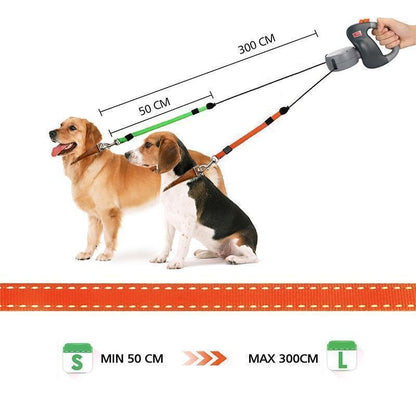 Furora Dual Dog Leash mit Taschenlampe & Kotbeutelhalter – Verwicklungsfreies Gassigehen für zwei Hunde