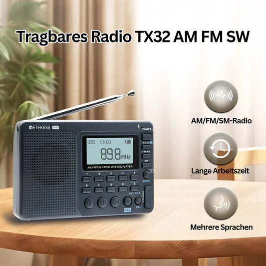 Tragbare AM/FM/SW-Radio mit MP3-Player und wiederaufladbarem Akku für einfaches Zuhören