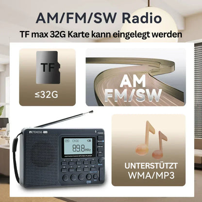 Tragbare AM/FM/SW-Radio mit MP3-Player und wiederaufladbarem Akku für einfaches Zuhören