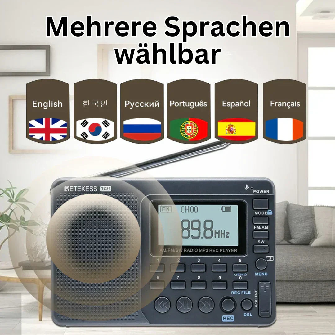 Tragbare AM/FM/SW-Radio mit MP3-Player und wiederaufladbarem Akku für einfaches Zuhören
