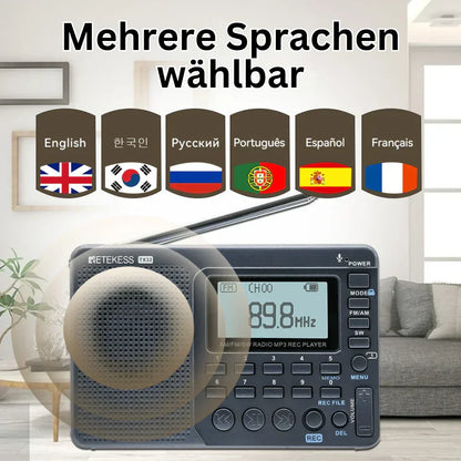 Tragbare AM/FM/SW-Radio mit MP3-Player und wiederaufladbarem Akku für einfaches Zuhören