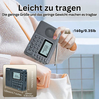 Tragbare AM/FM/SW-Radio mit MP3-Player und wiederaufladbarem Akku für einfaches Zuhören