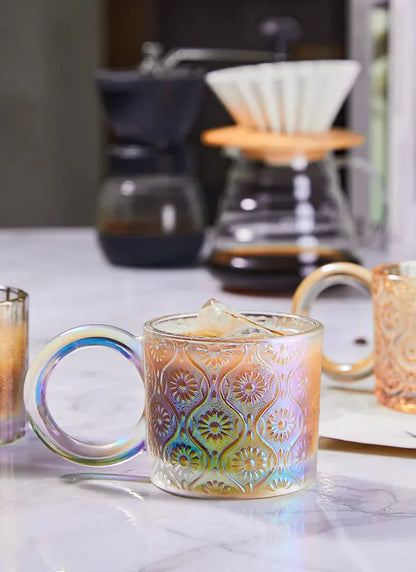 EcoSip - Glas-Tasse mit Sonnenblumen- oder Wellenstruktur