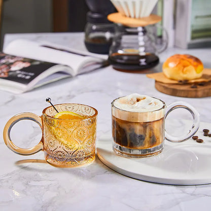 EcoSip - Glas-Tasse mit Sonnenblumen- oder Wellenstruktur