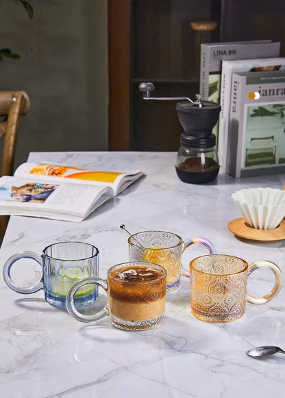 EcoSip - Glas-Tasse mit Sonnenblumen- oder Wellenstruktur