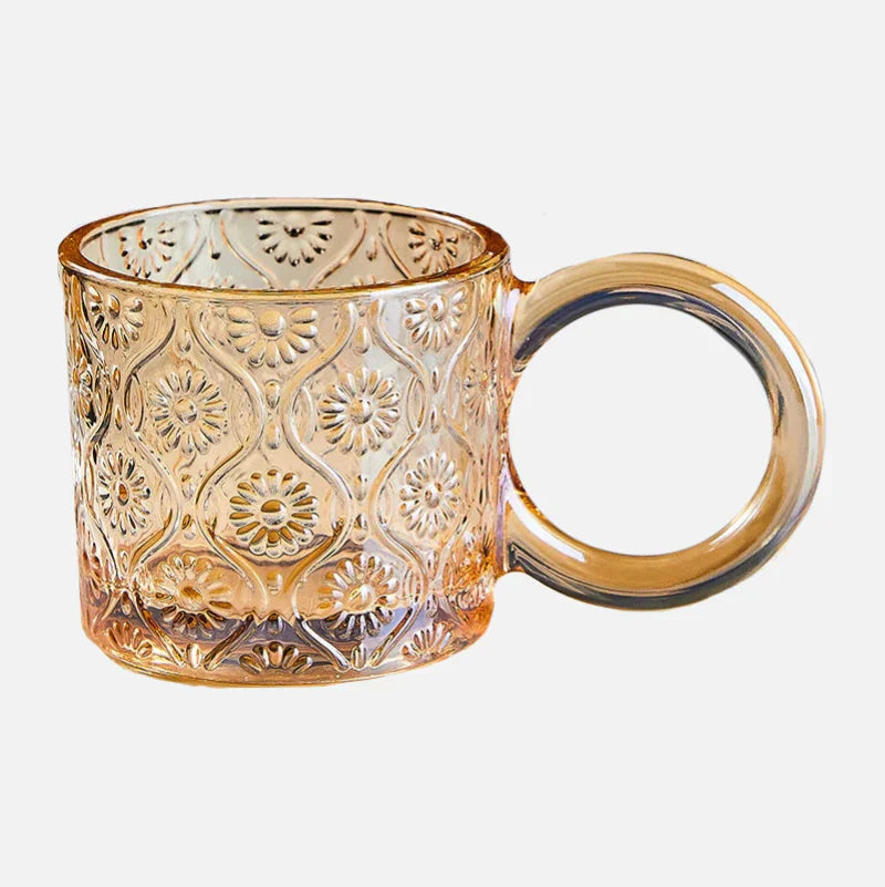 EcoSip - Glas-Tasse mit Sonnenblumen- oder Wellenstruktur