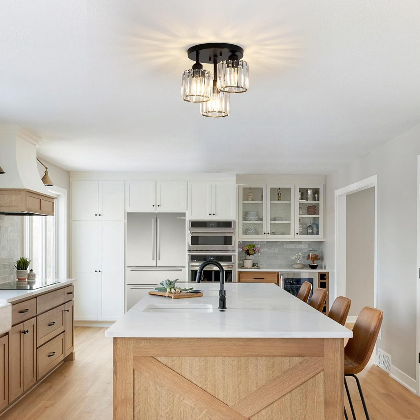 Elegante moderne Kristall Halbhängende Deckenleuchten
