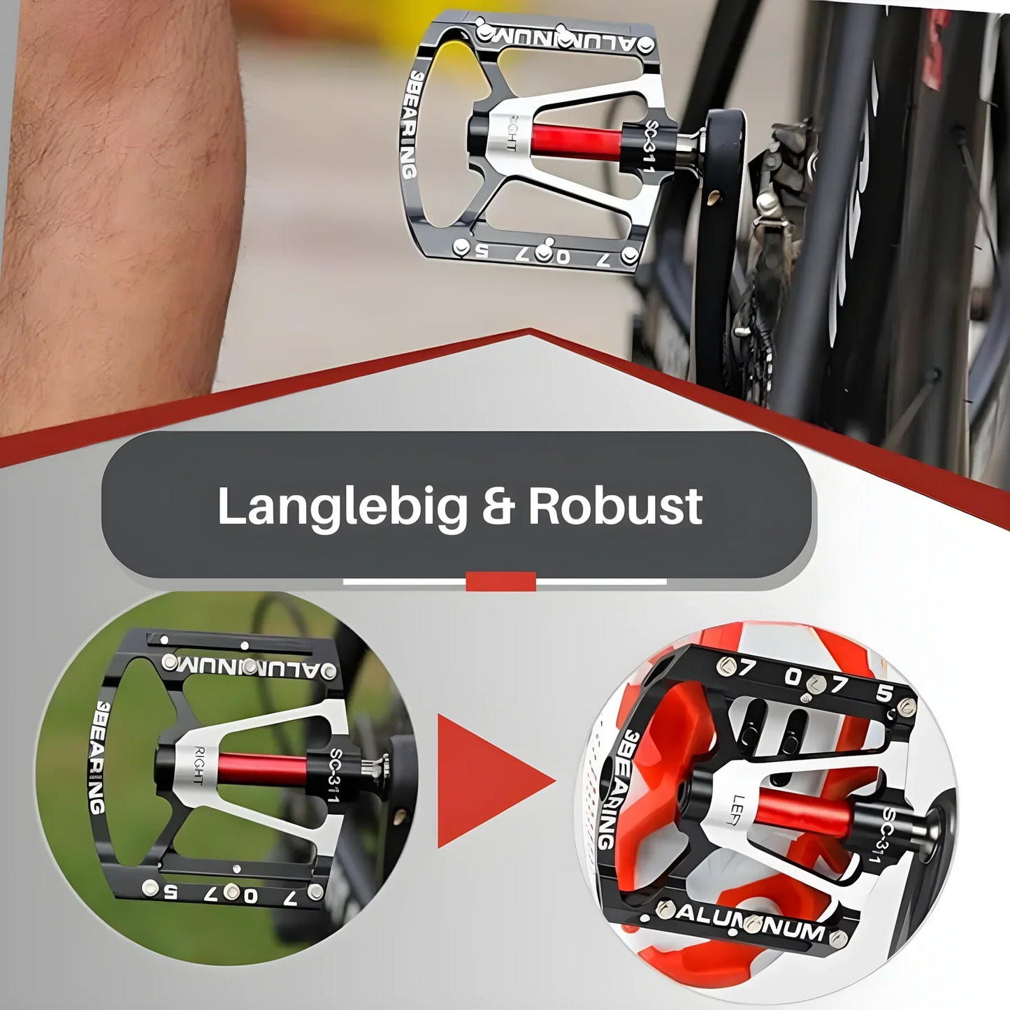 Leichte langlebige Fahrradpedale mit rutschfester Griffigkeit – Verbesserte Fahrradsicherheit