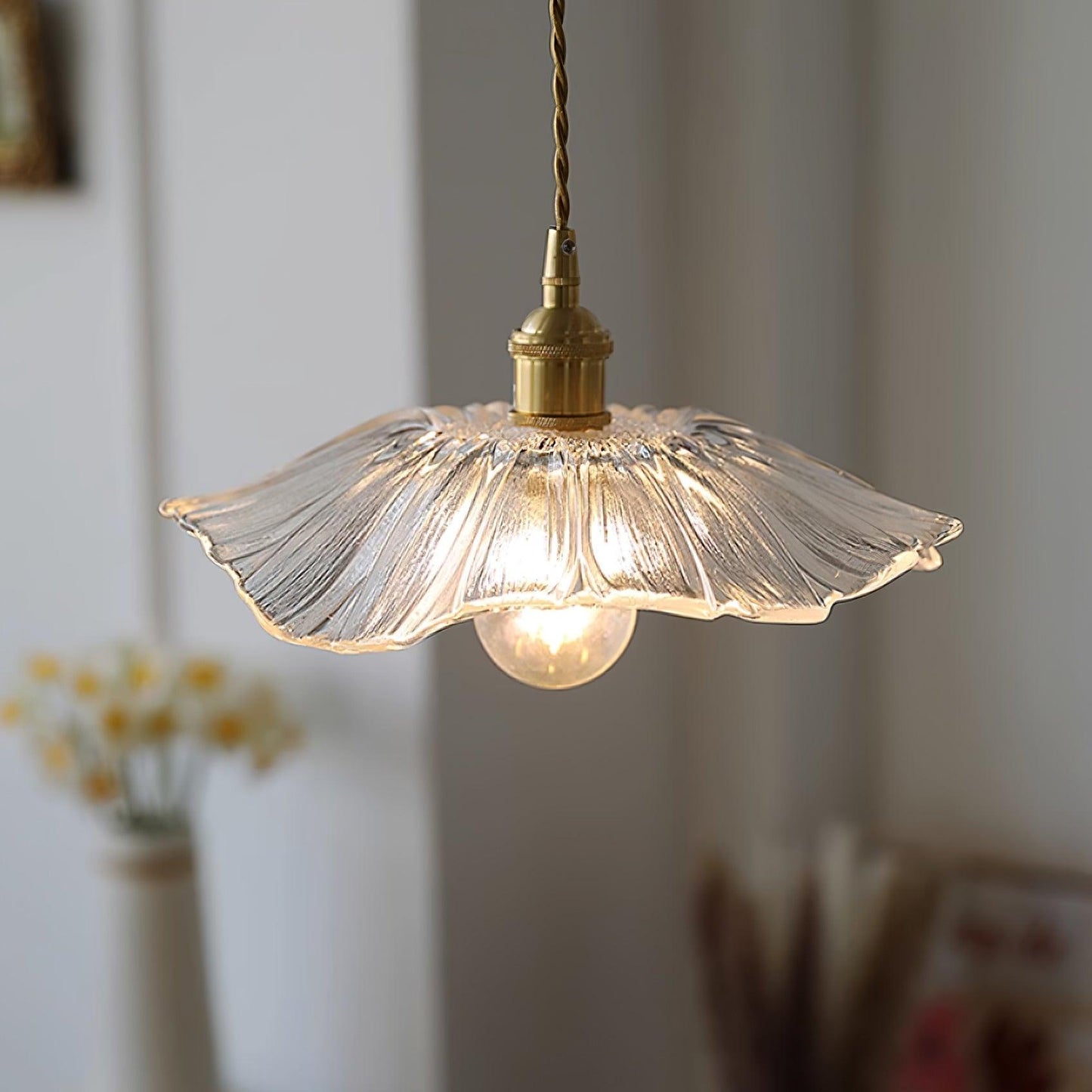 Suspension Flower Glass - Lampe aus transparentem Glas, elegantes Retro-Design