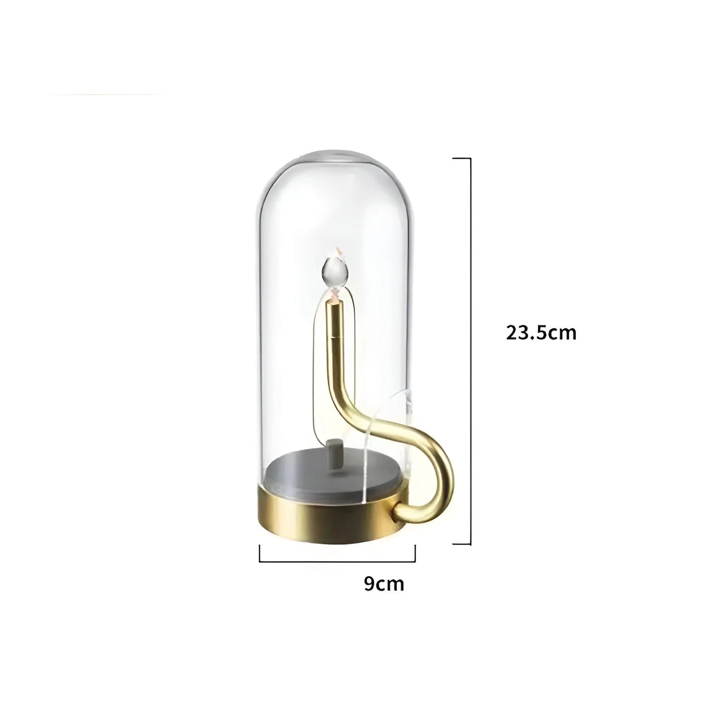Minimalistische Tischlampe mit Glaskuppel und Metallbasis