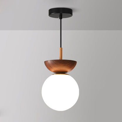 Hängeleuchte – Elegantes Design mit Eisen und Glas – Vintage-Holz-Optik