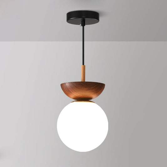 Hängeleuchte – Elegantes Design mit Eisen und Glas – Vintage-Holz-Optik