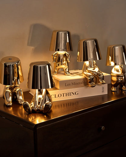 GleamTouch – Goldfarbene USB-wiederaufladbare Tischlampe, dimmbar und kompakt