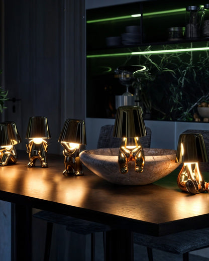GleamTouch – Goldfarbene USB-wiederaufladbare Tischlampe, dimmbar und kompakt