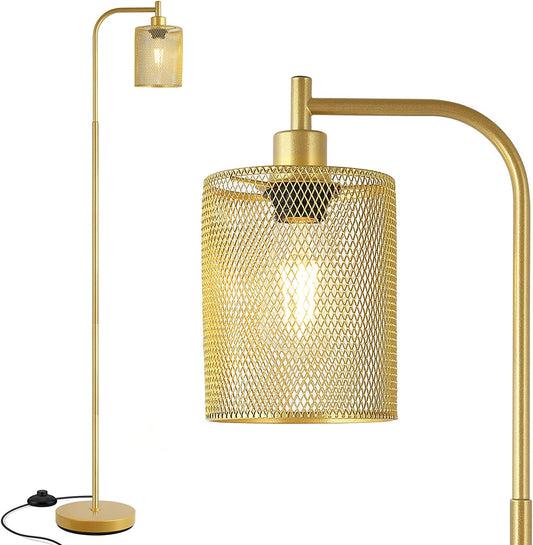 Goldene Stehlampe im Industriestil