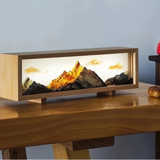 Golden Mountain Holz LED Nachtlicht - Touch-Steuerung Ambientebeleuchtung für Wohnzimmer und Schlafzimmer